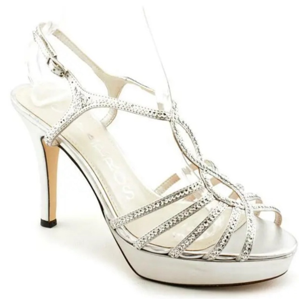 Women's Caparros 'Zephyr' Evening Platform Sandals / Dress Shoes Silver Size 8
